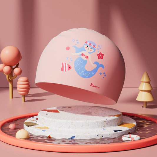 Children's Silicone Swimming Cap Boys And Girls Long Hair Waterproof