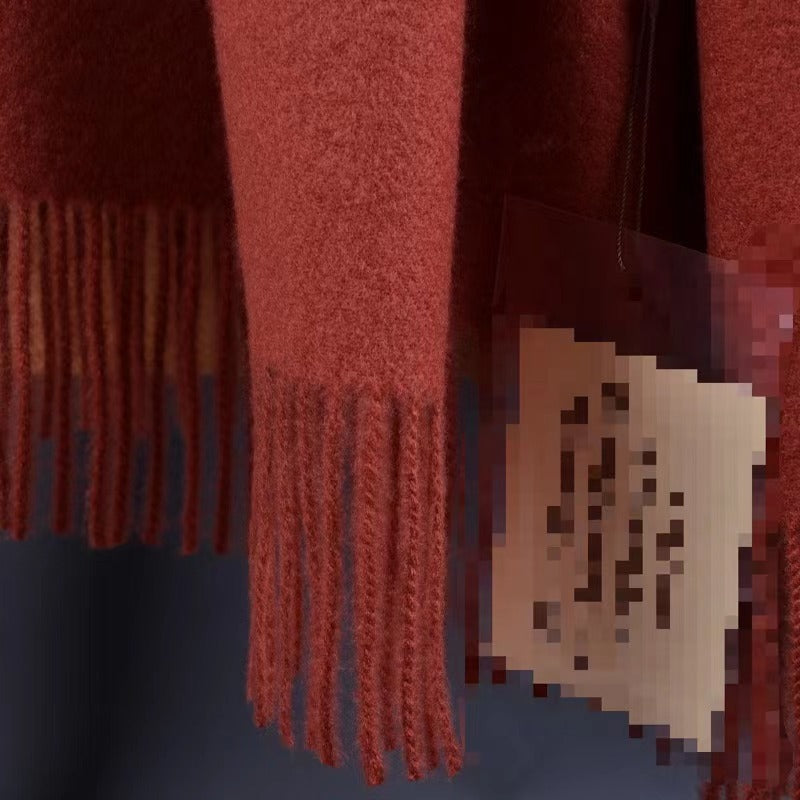 Simple Tassel Shawl Warm Artificial Cashmere Scarf