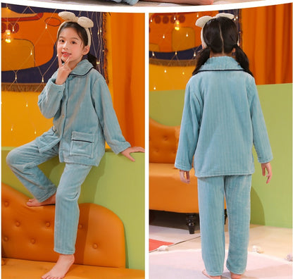 The Winter Shield: Boys’ Solid Color Flannel Pajama Set