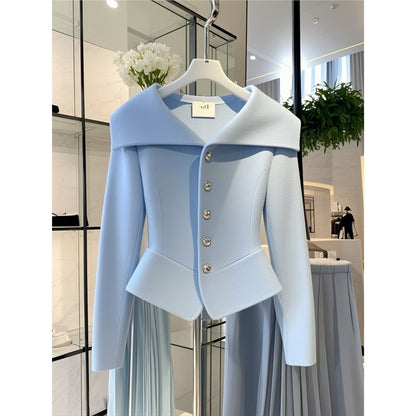 Classic Style Blue Coat High Sense Temperament Youthful-looking