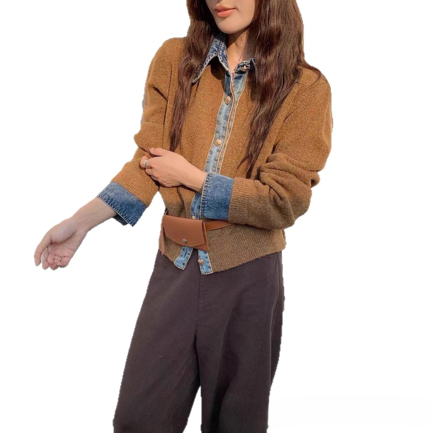 Korean Style Early Fake Two Pieces Sweaters