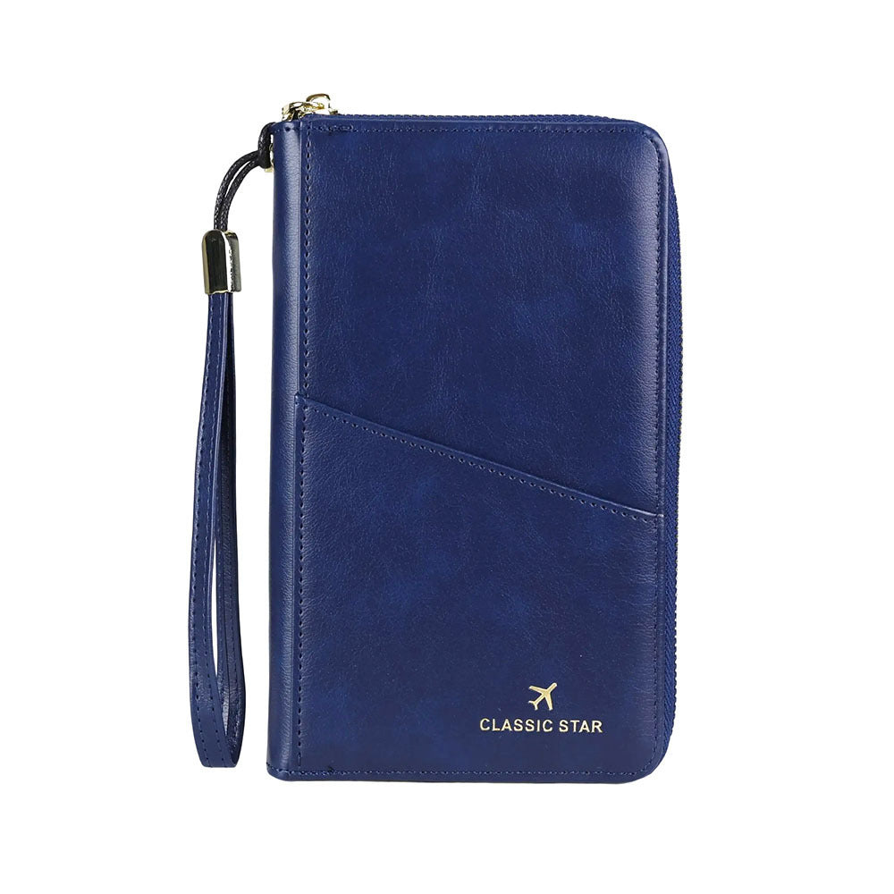 RFID Barrier Passport Holder Genuine Leather Wallet