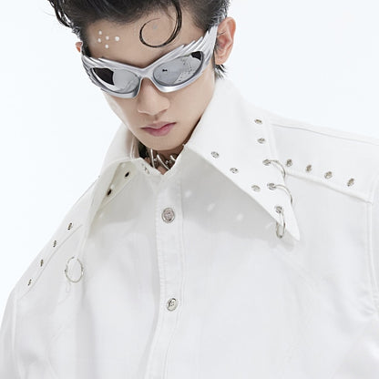 Deconstructing Shoulder Pad White Shirt Jacket Avant-Garde Structure