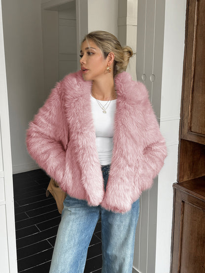 Fleece Long Sleeve Coat Women's Clothing