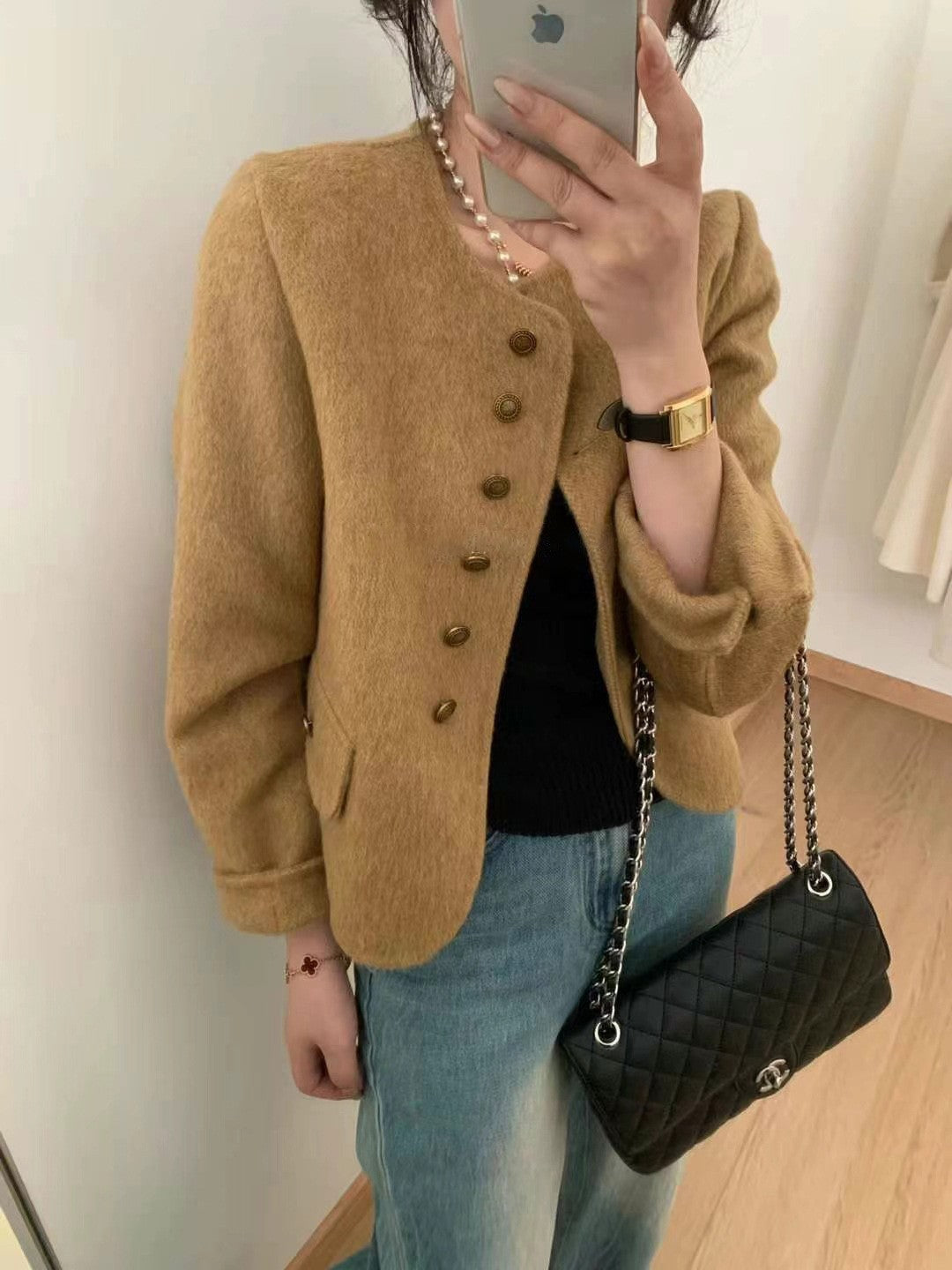 High Sense Short Temperamental Crew Neck Coat Women