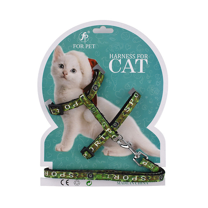 Cartoon print pet racer back and chest strap