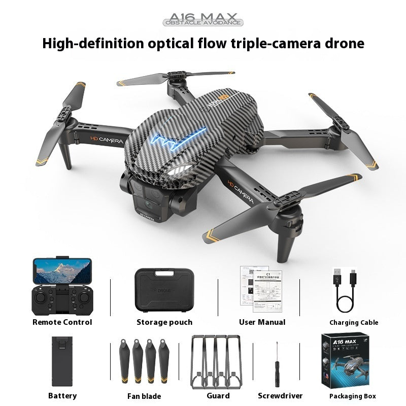 TriLens Flow: Optical Flow Three-Camera Obstacle Avoidance Aerial Photography Drone