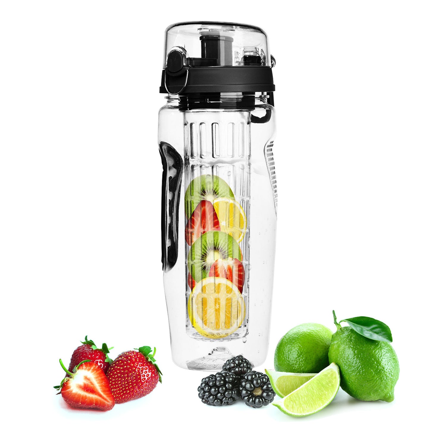 3 Color Options - 1Pc Fruit Infuser Water Bottle 32OZ Juice Shaker Sport With Flip Top Lid Anti-Slip Grips For Office Home Sport Running Walking Hiking