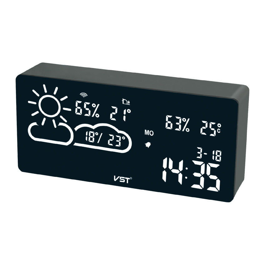 Smart Wireless Network Automatic Time Calibration Alarm Clock Weather WIFI Temperature Hygrometer