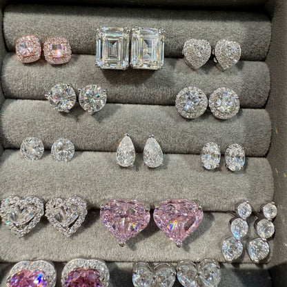 S925 Earrings Sterling Silver  High Quality  Loving Heart Zircon