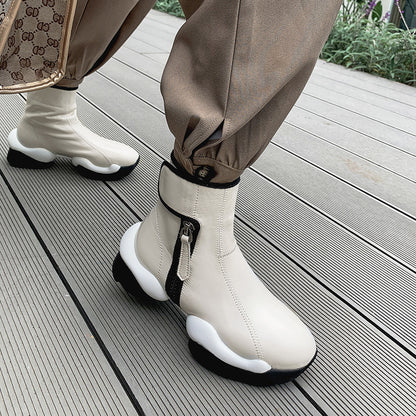 New Winter Women's Plus Size Chunky Heel Round Toe Ankle Boots