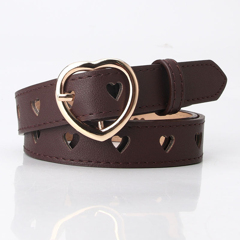 All-match Punch-free Hollowed Heart Shape Belt Ladies