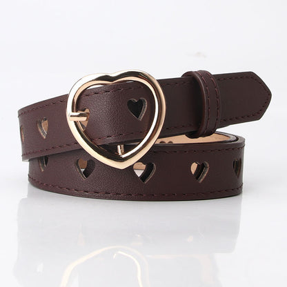 All-match Punch-free Hollowed Heart Shape Belt Ladies