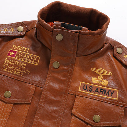Leather Jacket Mens Stand-Up Collar Slim Fit Short Tailored Intensity
