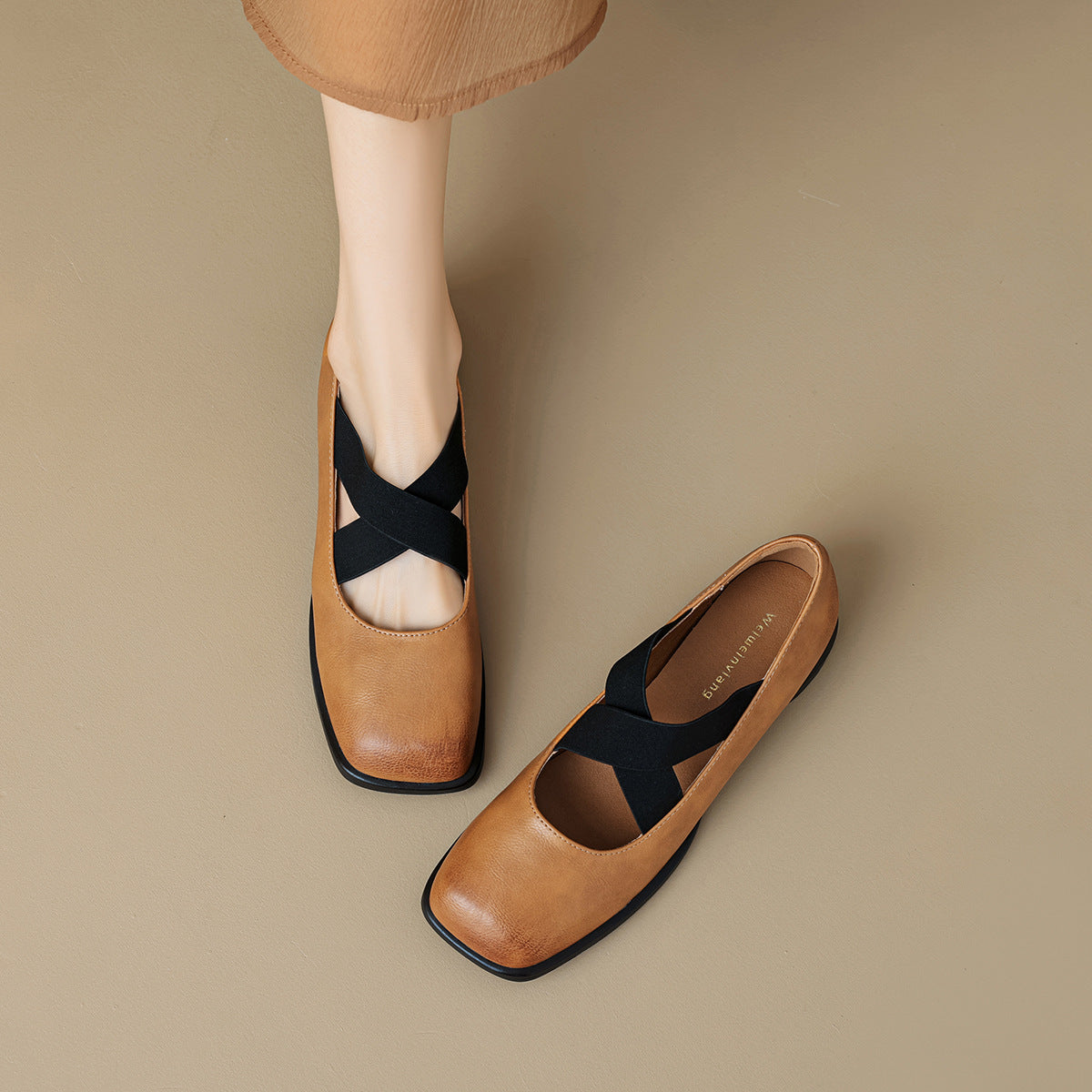 Women's Chunky Heel French Ballet Shoes