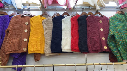 Women's Button Thick Knitted Short Cardigan