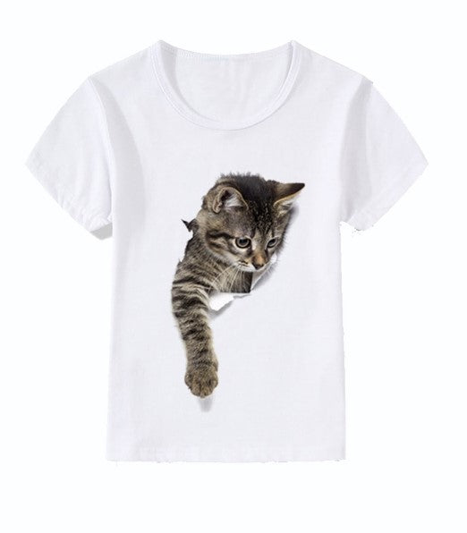 Artistic 3D Dimension Cat Graphic Tee