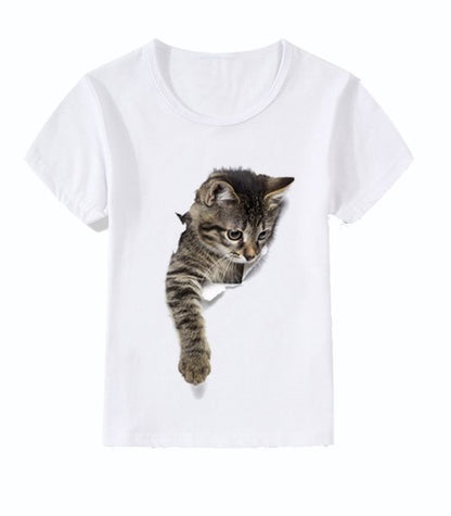 Artistic 3D Dimension Cat Graphic Tee