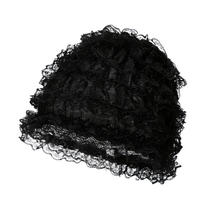 Female Solid Color Pongee Elastic Lace Bag Cap