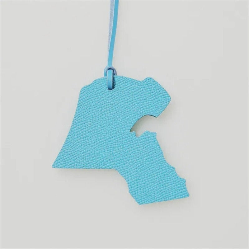 Map-shaped Leather Handbag Pendant