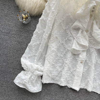 Ruffled Flared Sleeve Shirt Autumn Jacket