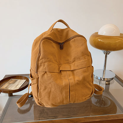 New Washed Canvas Backpack Women's Large Capacity Retro Trendy College Student