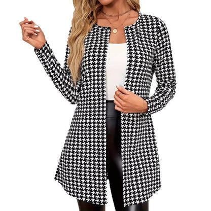 Spring And Autumn Two Seasons Women's Printed Coat Round Neck Small Suit