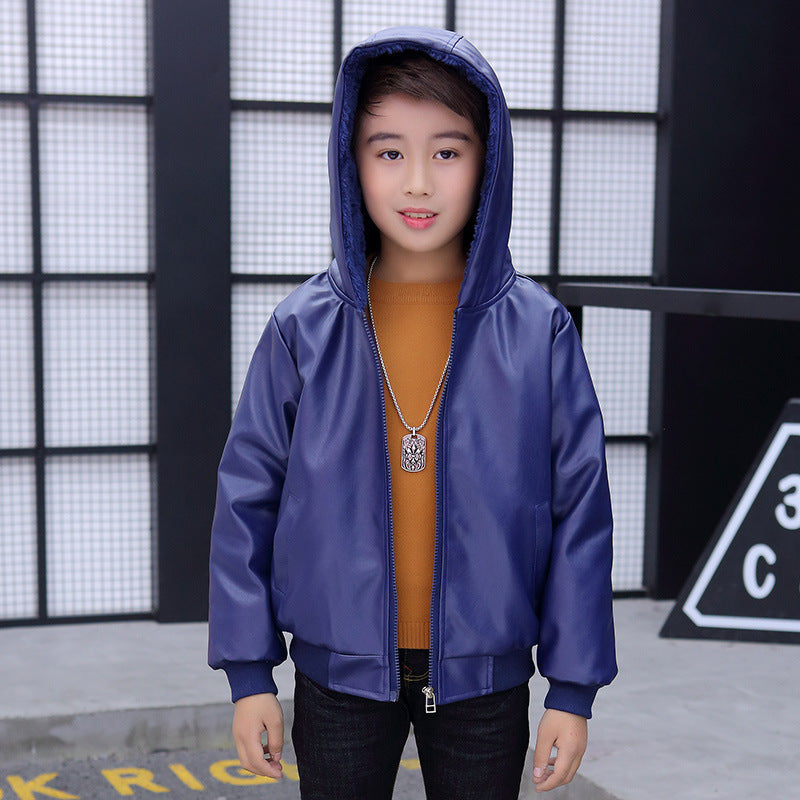 The Padded Biker: PU Leather Hooded Padded Performance Coat