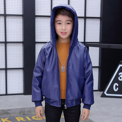 The Padded Biker: PU Leather Hooded Padded Performance Coat