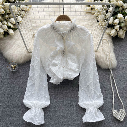 Ruffled Flared Sleeve Shirt Autumn Jacket