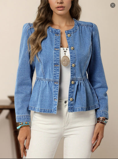 European And American Leisure All-matching Pullover Round Neck Puff Sleeve Top