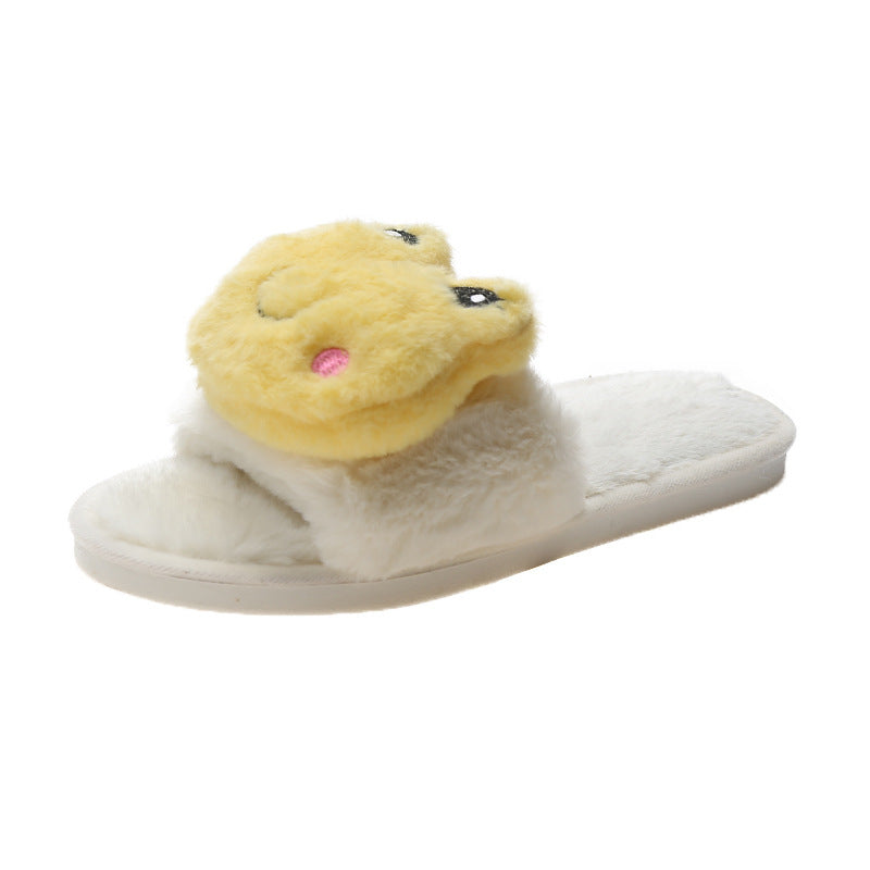 Female Cartoon Flat-bottomed Warm Wool Slippers