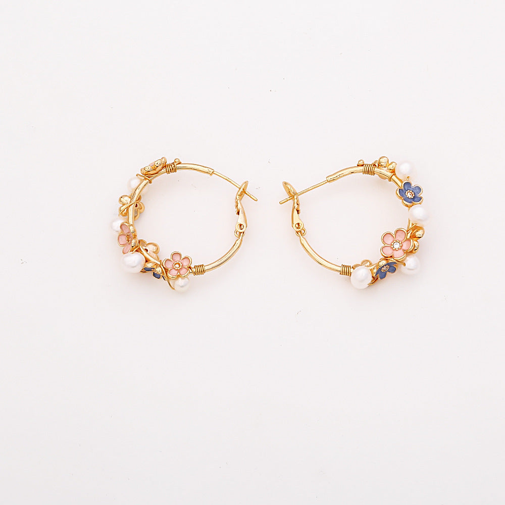 Natural Freshwater Pearl Flower Earrings Affordable Luxury Fashion High Sense