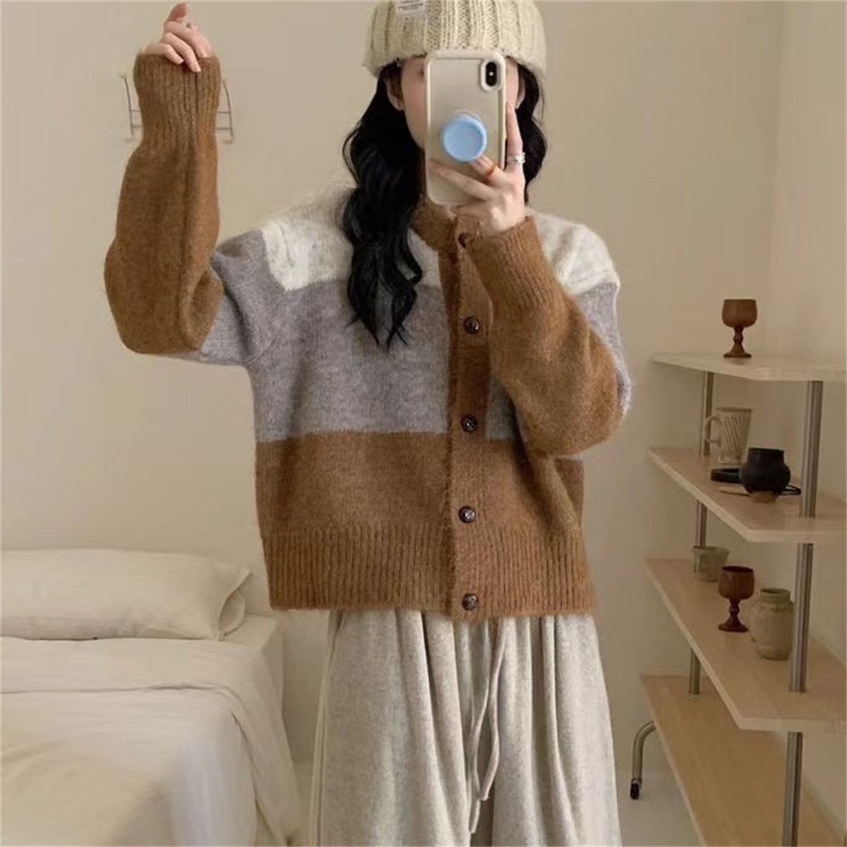 Retro Lazy Style Design Sense All-matching Knitted Sweater