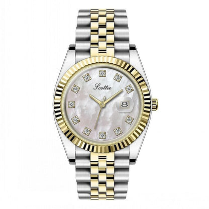 Women's Simple Elegant Solid Steel Belt Calendar Watch