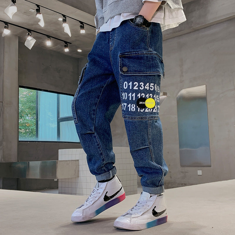 Printed Fashion Girdled Jeans Sculpted Artistic Fit