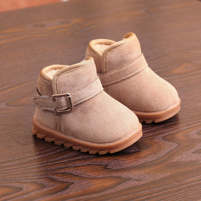 Boys And Girls Soft-soled Warm And Velvet Thick Waterproof Non-slip Short Boots