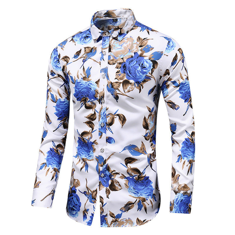 Lapel Printed Long-Sleeve Shirt Artistic Everyday Luxury