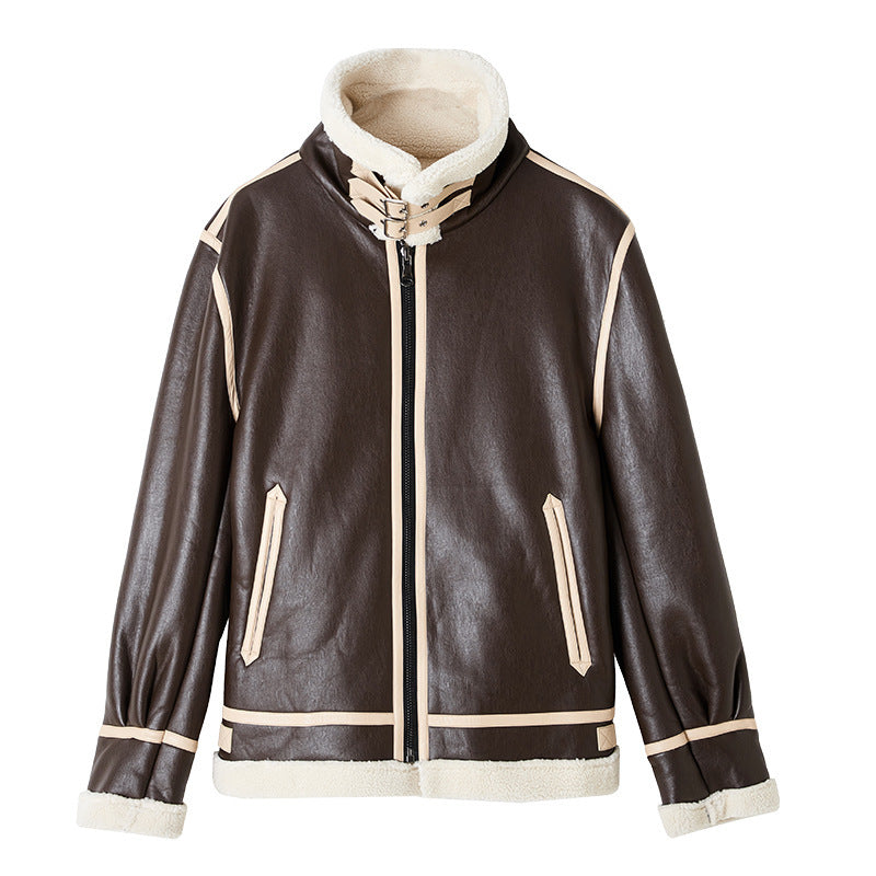 Fleece-Lined Thickened Lapel Jacket Cozy Tailored Refinement
