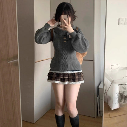 Ancient Early Cute Rabbit Ear Collar Waist-tight Slim Fit Sweater