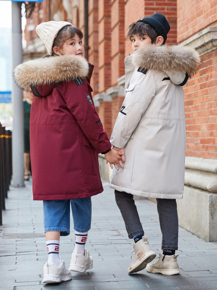 The Grand Arctic: Plus-Size Fur-Collar Mid-Length Down Jacket