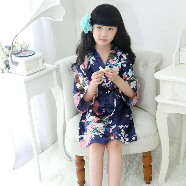 Imperial Silk: Peacock Motif Kimono Pajamas