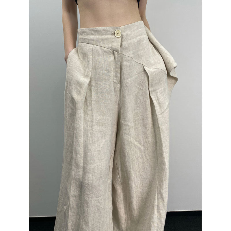 Large Pleated Wide-leg Pants