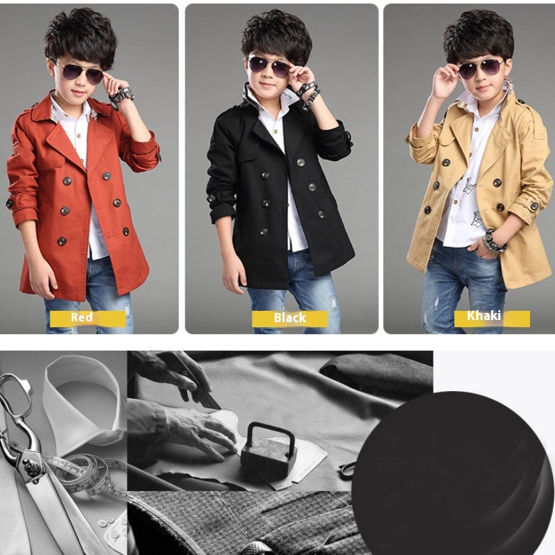 The Urban Trench: Boys’ Mid-Length Trend Casual Trench Coat
