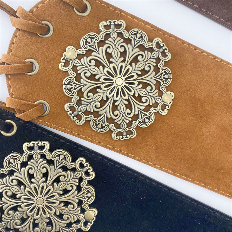 Women's Leather Wide Waist Seal Pin Buckle Elastic Body Shaping Decorative Belt