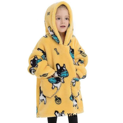 The Lazy Blanket: Oversized Cotton Velvet Hooded Blanket