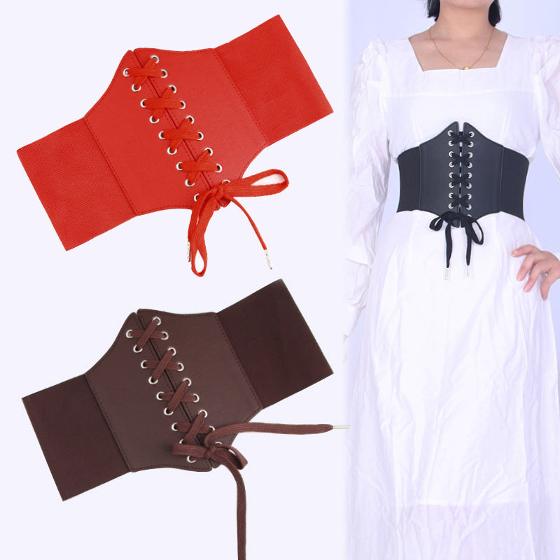 Summer Retro Fashion Tight Wide Waist Seal Women's Elastic Stretch Belt