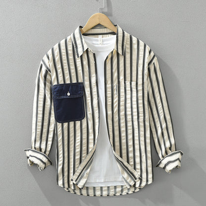 Japanese Minimalist Stripe Long Sleeve Fashion Shirt