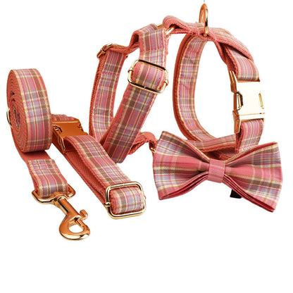 Plaid Pet Collar Traction Rope