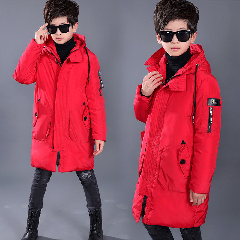 The Arctic Duck: Mid-Length White Duck Down Hooded Jacket